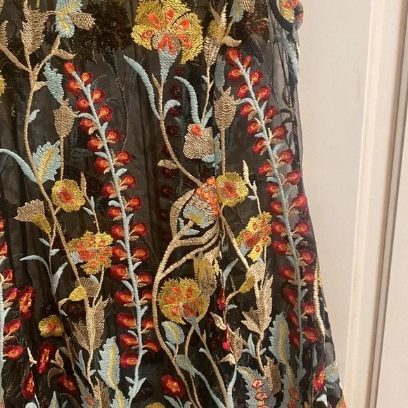 Anthropologie Eri + Ali Black Lace Tunic Dress with Floral Embroidery XSP - Picture 11 of 12